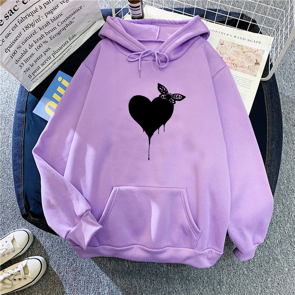 Kvinders hoodie med kreativ hjerte design Skovae