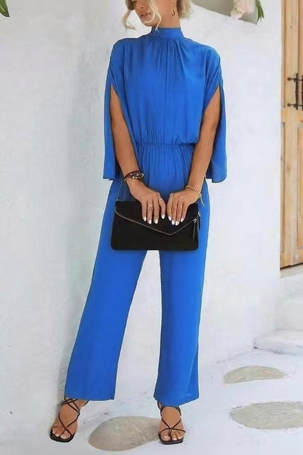 Dame elegant jumpsuit med vid ben og chiffonærmer Skovae
