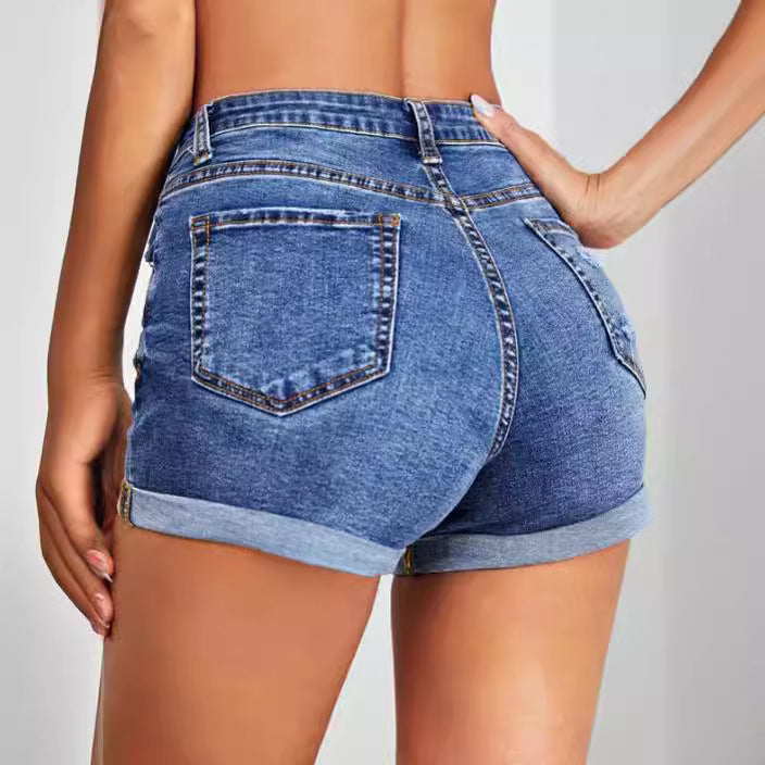 Dame Vintage Jeans-Shorts i afslappet look med høj talje og frynsede detaljer Stilla