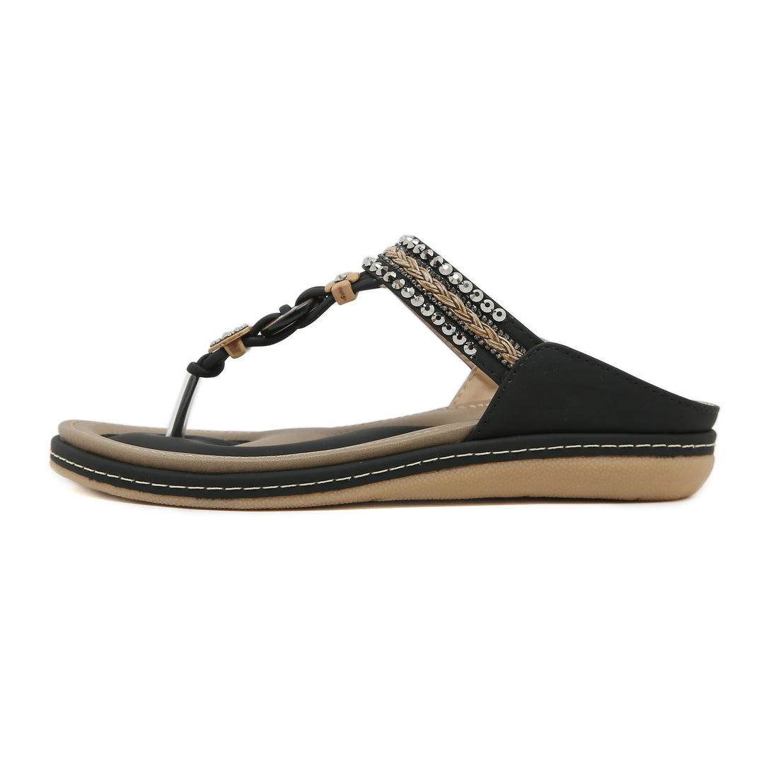 Dame flip-flops med glamourøse udsmykninger og komfortabelt fodseng Stilla