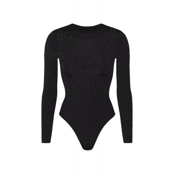 Dame Elegant Langærmet Gennemsigtig Bodystocking med Stras detaljer Stilla
