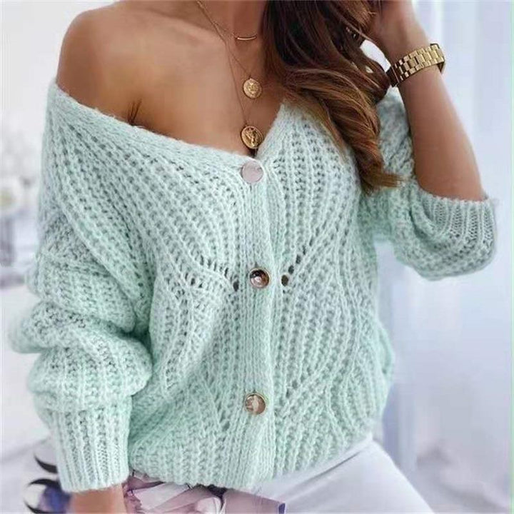 Dame chunky strik cardigan med fordelagtigt åbent design og dekorative knapdetaljer Stilla
