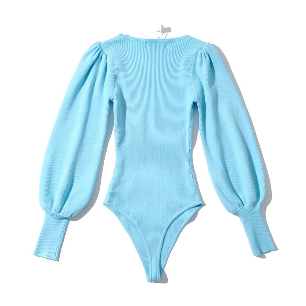 Dame Langærmet Bodysuit med rynker og ribbet design Stilla