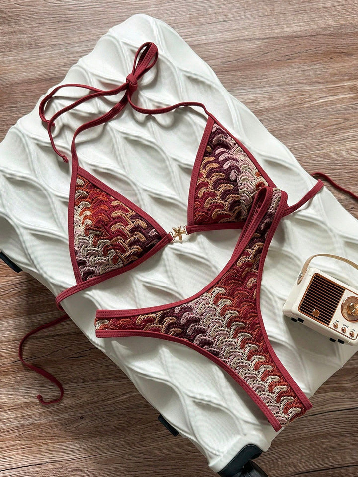 Dame triangel-bikini med elegant ribbestruktur Skovae