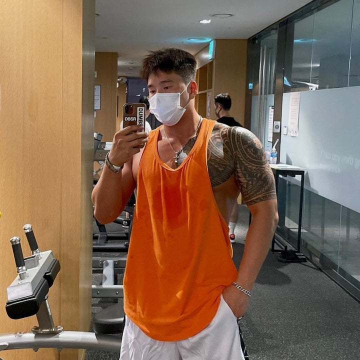 Herren Fitness Tanktop i åndbart bomuldsblandingsmaterial med racerback-snit Stilla