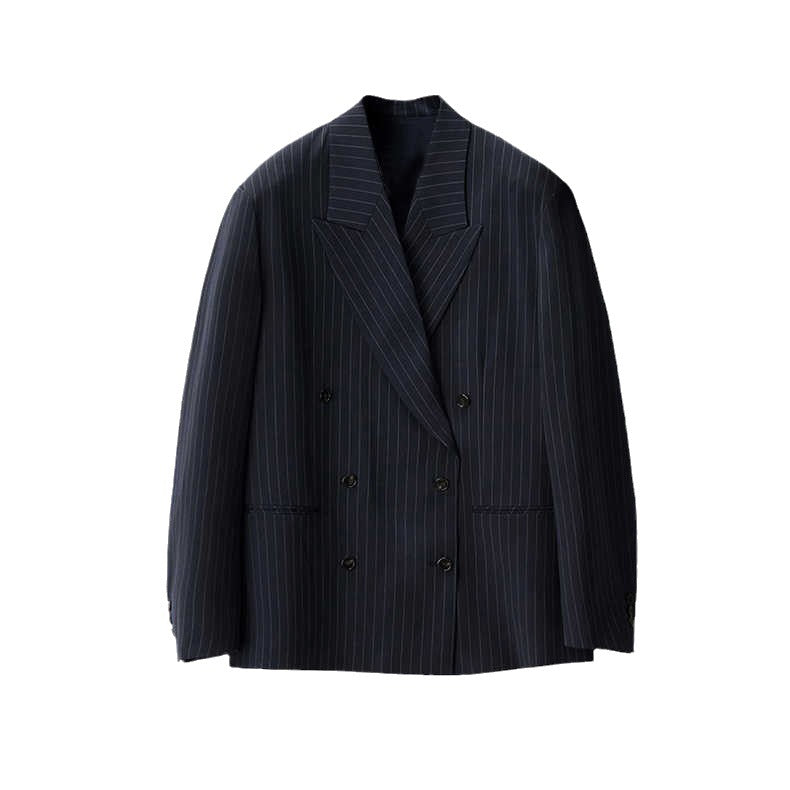Dame overdimensioneret skulderpude-blazer i moderne stribedesign Stilla