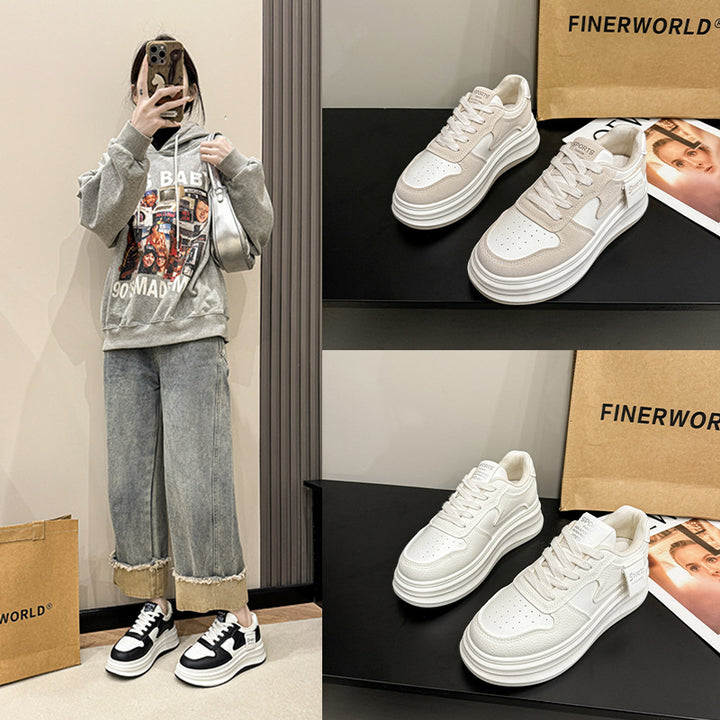 Dame Sporty Platform Sneakers med åndbart overfladestruktur og struktureret sål Stilla