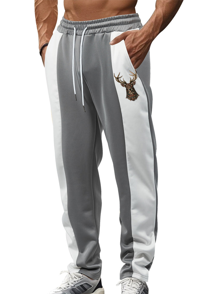 Herrer nan sporty Trackpants med sidelæns kontrastbånd elastisk bund snor og hjorte broderi Skovae