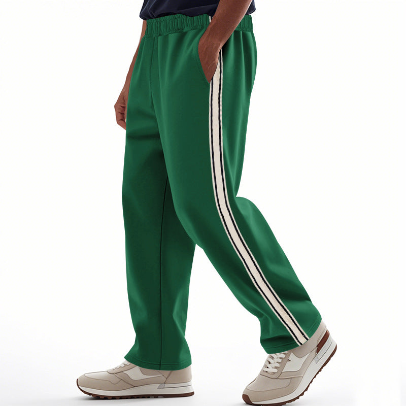 Herren nan bredde Relax-Trackbukser i retro-stil med dobbelt sidepaspel og elastisk komfortlinning Skovae