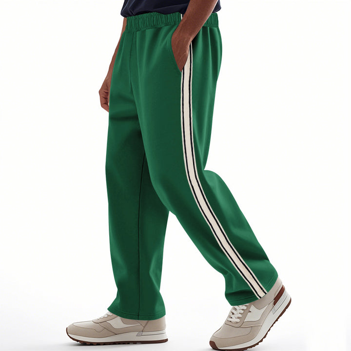 Herren nan bredde Relax-Trackbukser i retro-stil med dobbelt sidepaspel og elastisk komfortlinning Skovae