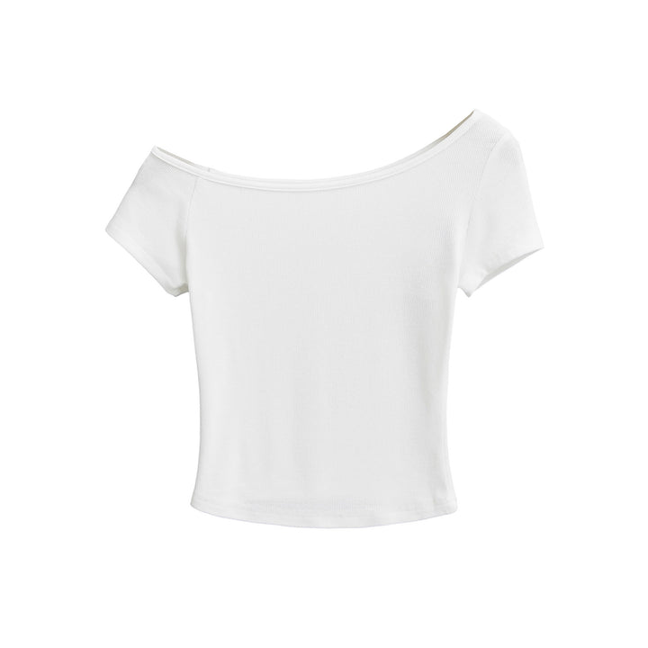 Dame afslappet top med off-shoulder design og struktureret stof Stilla