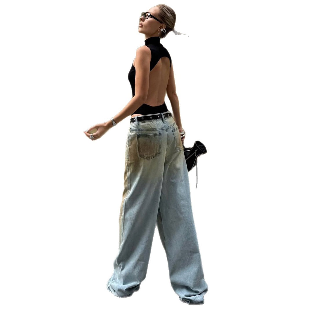 Dame brede jeans med unik vintage-vask Skovae