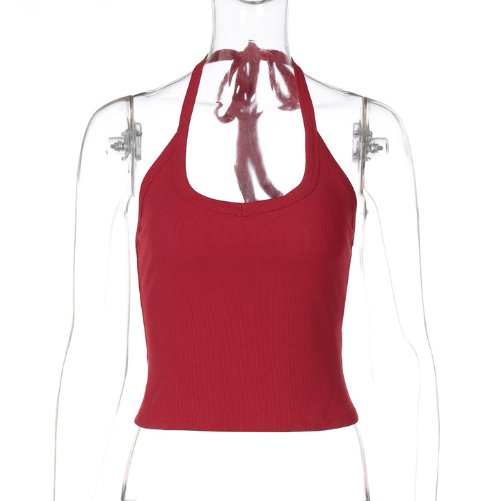Dame Sporty spaghetti-top i elastisk materiale med dyb V-udskæring Stilla