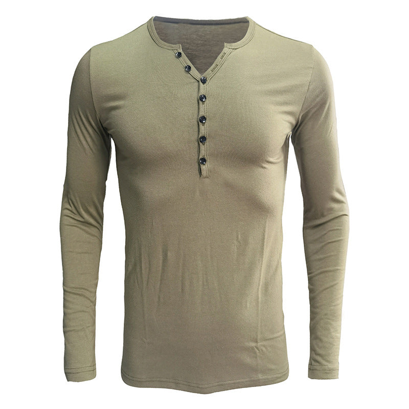Herrer Langærmet Henley-Shirt i blød jersey med moderigtigt knapdesign Stilla
