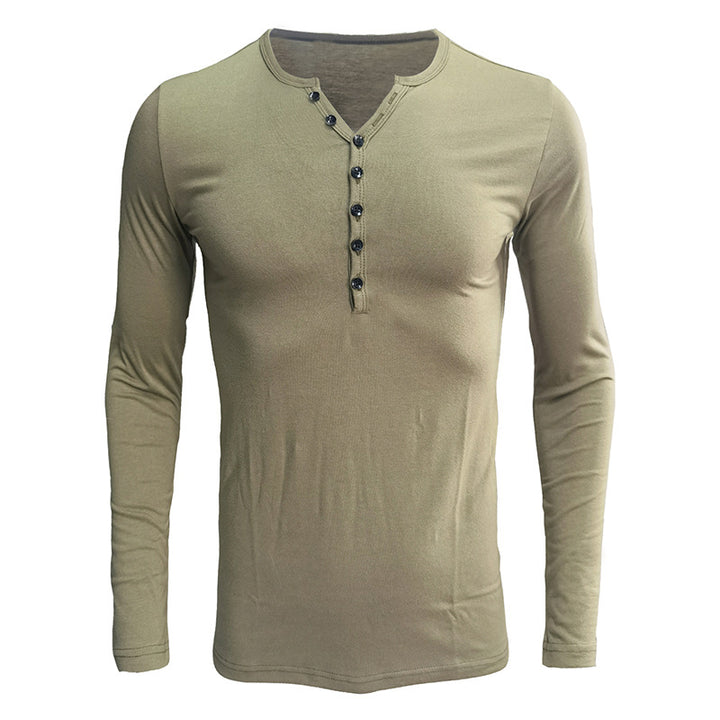 Herrer Langærmet Henley-Shirt i blød jersey med moderigtigt knapdesign Stilla