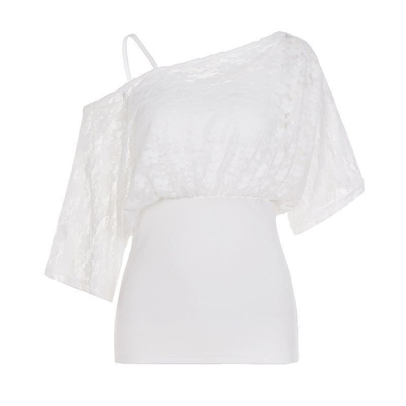Damen elegante Spitzenbluse mit tailliertem Schnitt und voluminösen Ärmeln Skovae