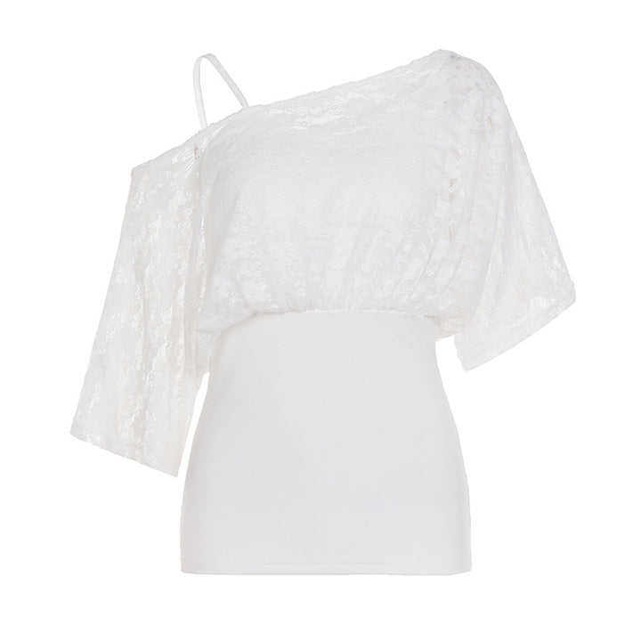 Damen elegante Spitzenbluse mit tailliertem Schnitt und voluminösen Ärmeln Skovae