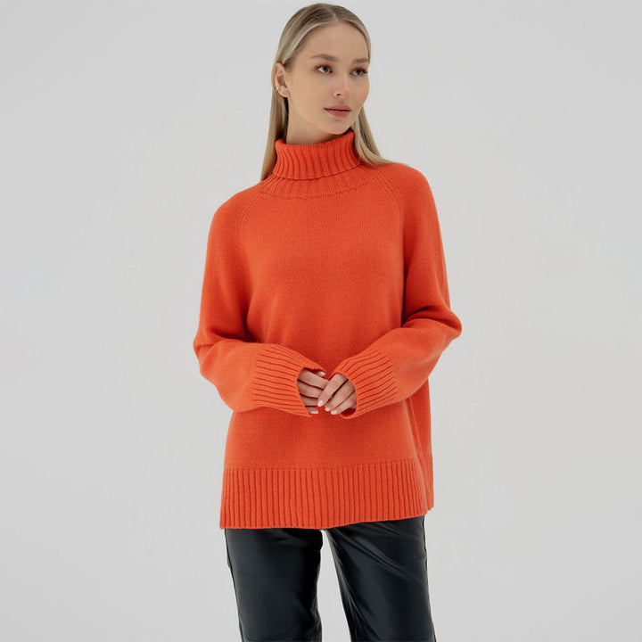 Kvinders strikket sweater med høj krave og afslappet pasform Stilla