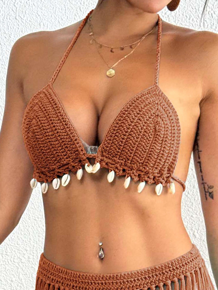 Damehæklede bikini sæt med frynse detalje Stilla
