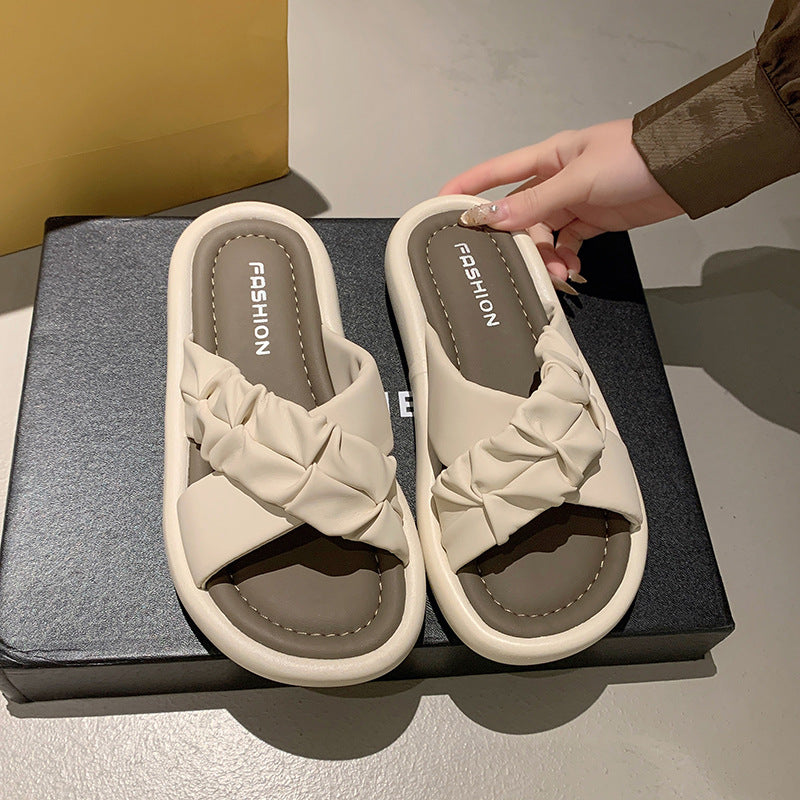 Dame remsandaler med moderne folder-effekt og ergonomisk fodseng Stilla