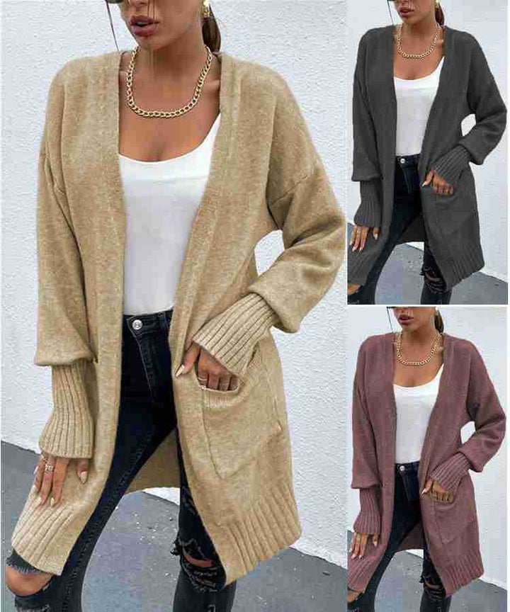 Kvinders chunky strikket cardigan med dybe lommer og afslappet design Stilla