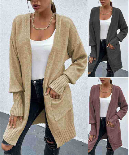 Kvinders chunky strikket cardigan med dybe lommer og afslappet design Stilla