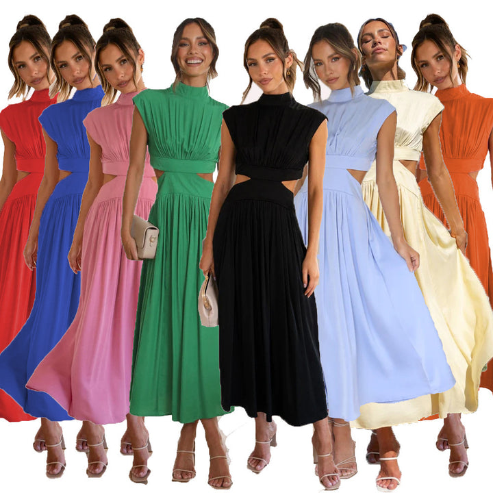 Dame Maxikjole med elegant drapering og moderigtige cut-out-detaljer Stilla