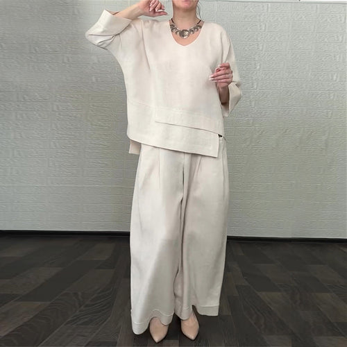 Dame Elegant og afslappet to-delt outfit lavet af høj kvalitet hør Stilla