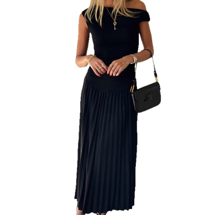 Damer Off-Shoulder Plisseret Maxi Nederdel Sæt Stilla