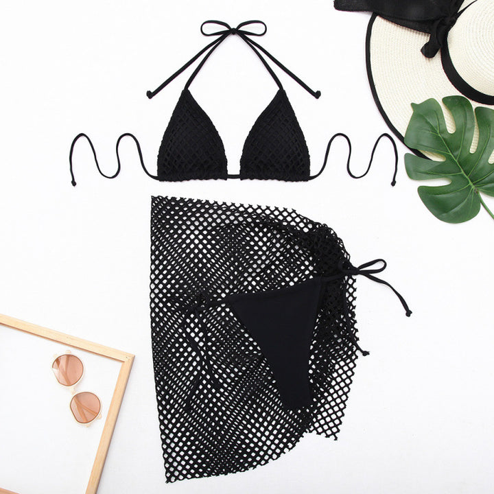 Dame Triangel-Bikini med raffineret netdesign og passende omslagsshort Stilla