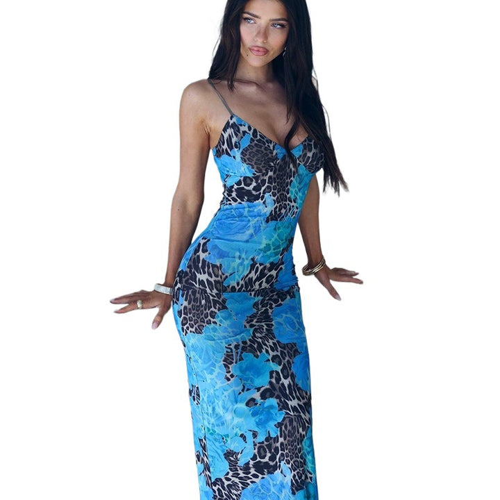 Dame Elegant Maxi-kjole med blomster- og dyremønster Stilla