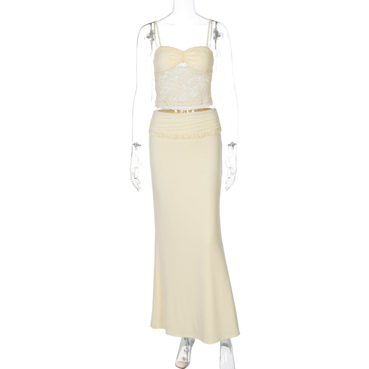 Dame sæt af spids-bustier og figursyet maxi-nederdel Stilla