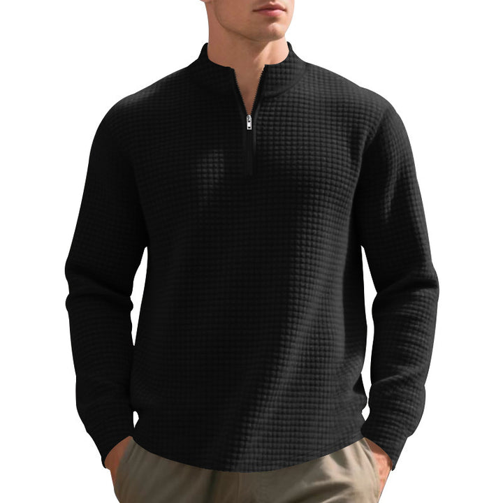 Herren nan City-Thermo-Pullover med kort lynlås Stehkragen og fin kvadratstruktur Skovae