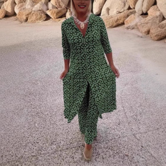 Dame maxikjole med asymmetrisk snit og elegant blomsterprint Stilla