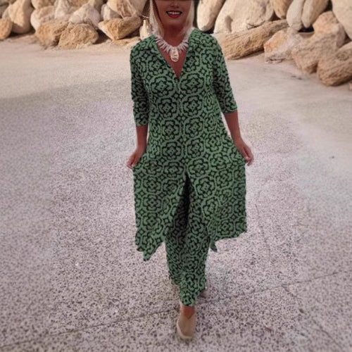 Dame maxikjole med asymmetrisk snit og elegant blomsterprint Stilla