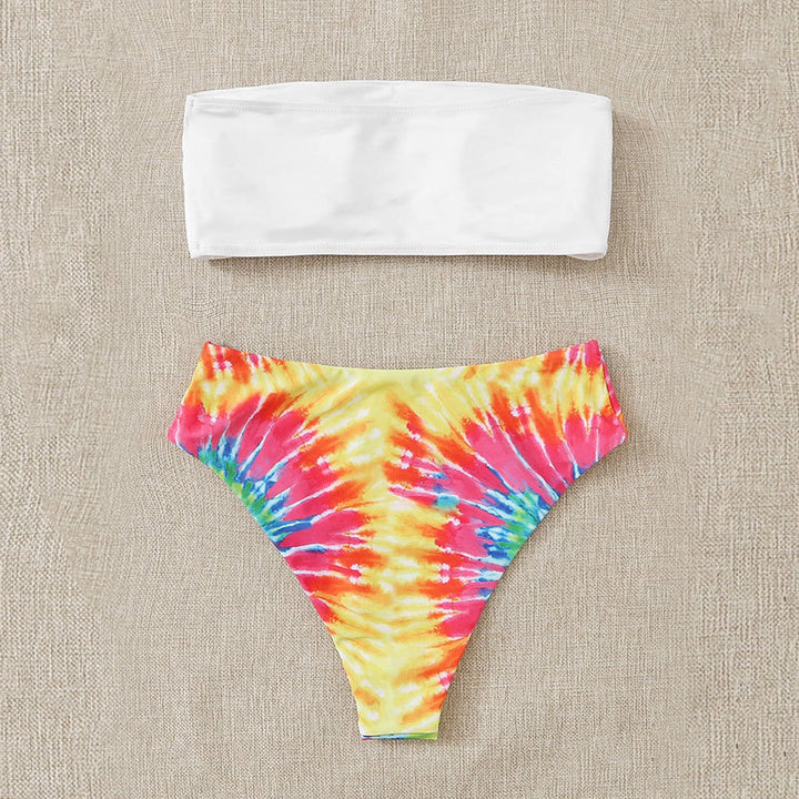 Dame bikini-sæt med trendy bandeau-top og høj talje-snit Skovae