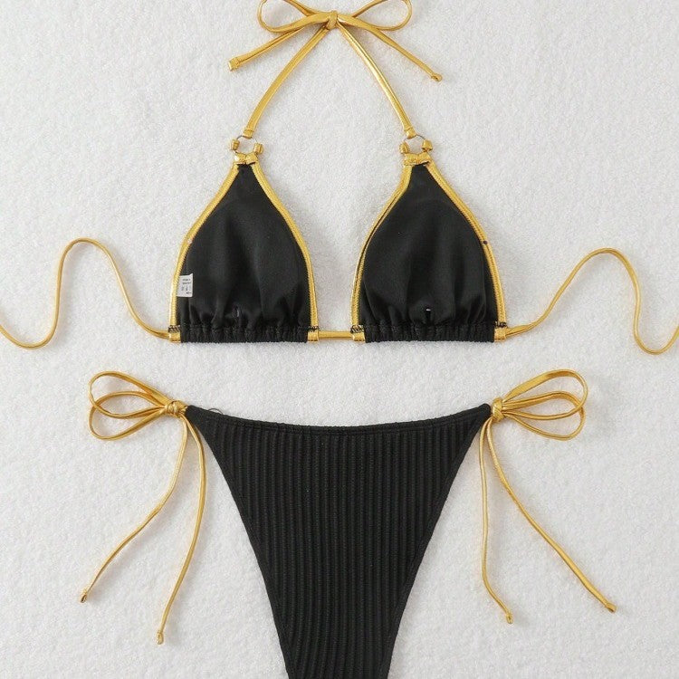Dame bikini sæt med blanke accenter og justerbare bindebånd Skovae