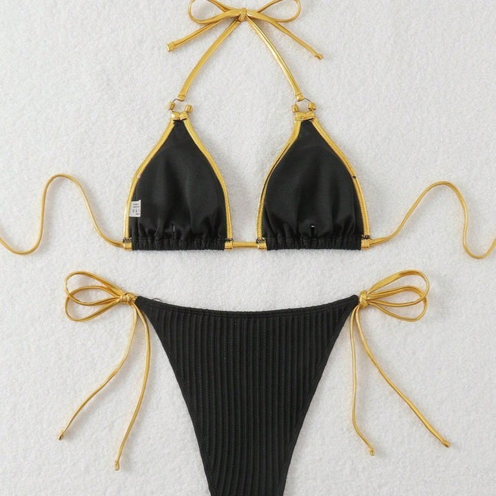 Dame bikini sæt med blanke accenter og justerbare bindebånd Skovae