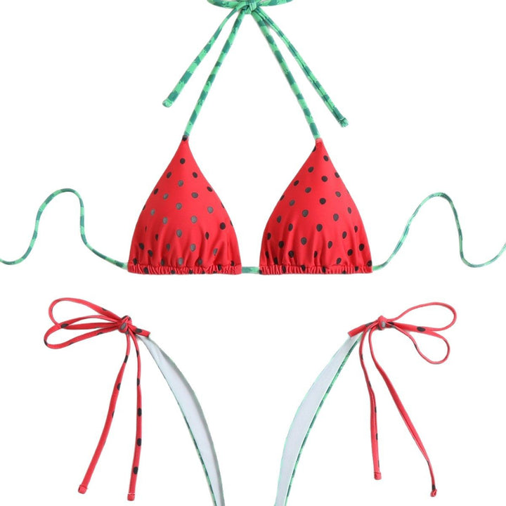 Dame Triangel-Bikini-Sæt med iøjefaldende frugtdesign Skovae