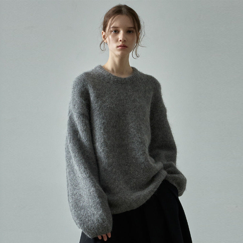 Dame hyggelig strikkepullover i afslappet oversized snit med voluminøse ærmer Stilla