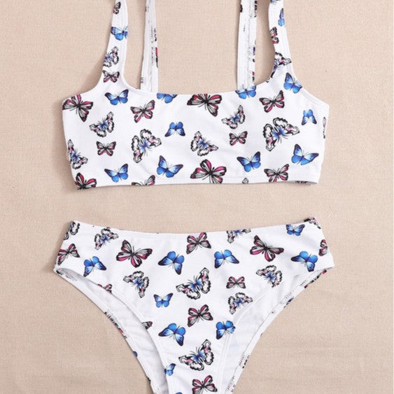 Dame Sporty Bikini-sæt med legende sommerfuglmønster Skovae