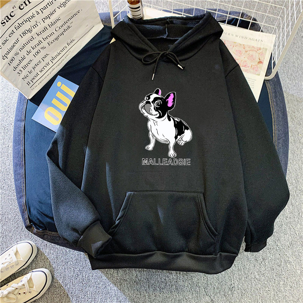 Kvinders hoodie med kreativt fransk bulldogdesign Skovae