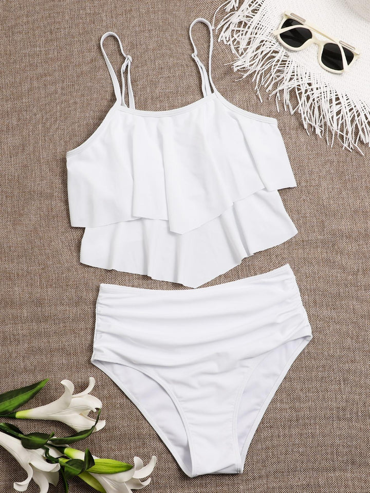 Dame bikini sæt med voluminøst flæse design Skovae