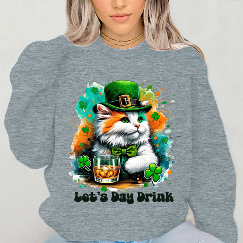 Kvinders sweatshirt med sjov katte-design og inspirerende tekst Stilla