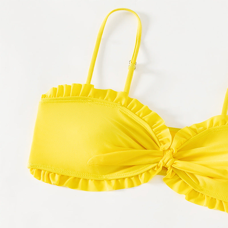 Dame Bikini-sæt med voluminøst flæse-design og muntert solsikkemønster Stilla