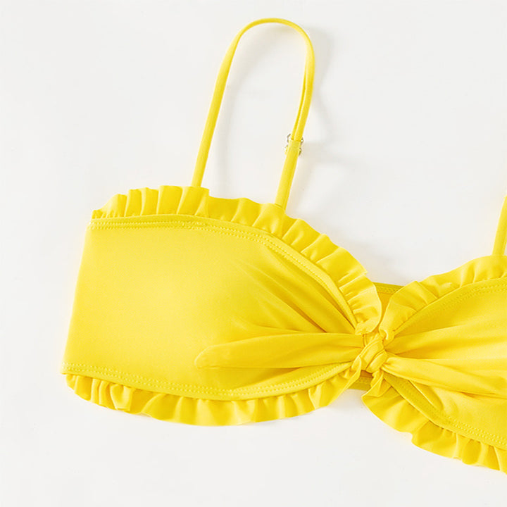 Dame Bikini-sæt med voluminøst flæse-design og muntert solsikkemønster Stilla