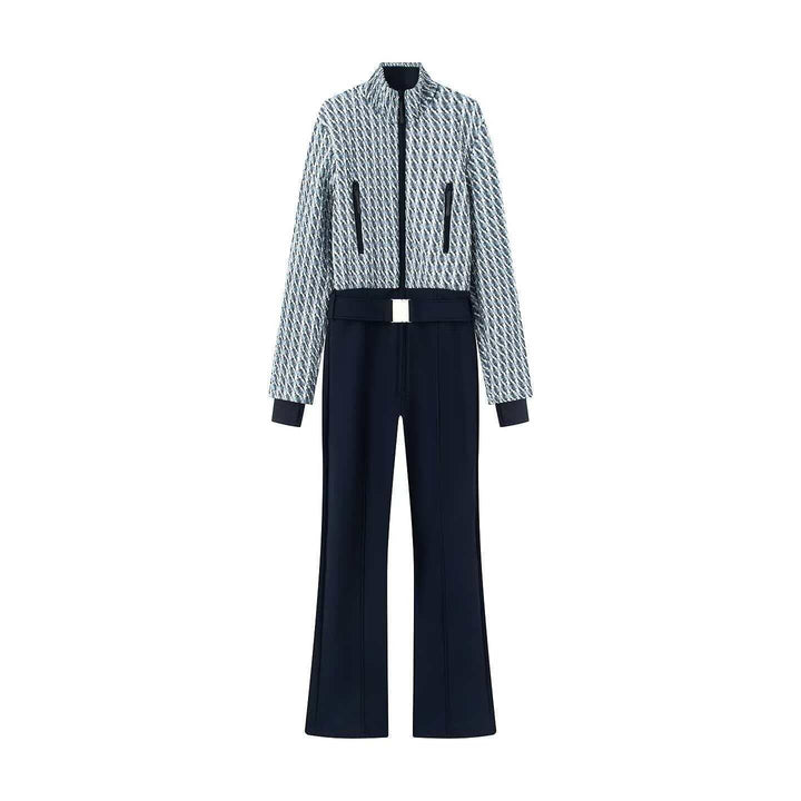 Kvinders sporty jumpsuit sæt med trendy lynlås og elastisk talje Stilla