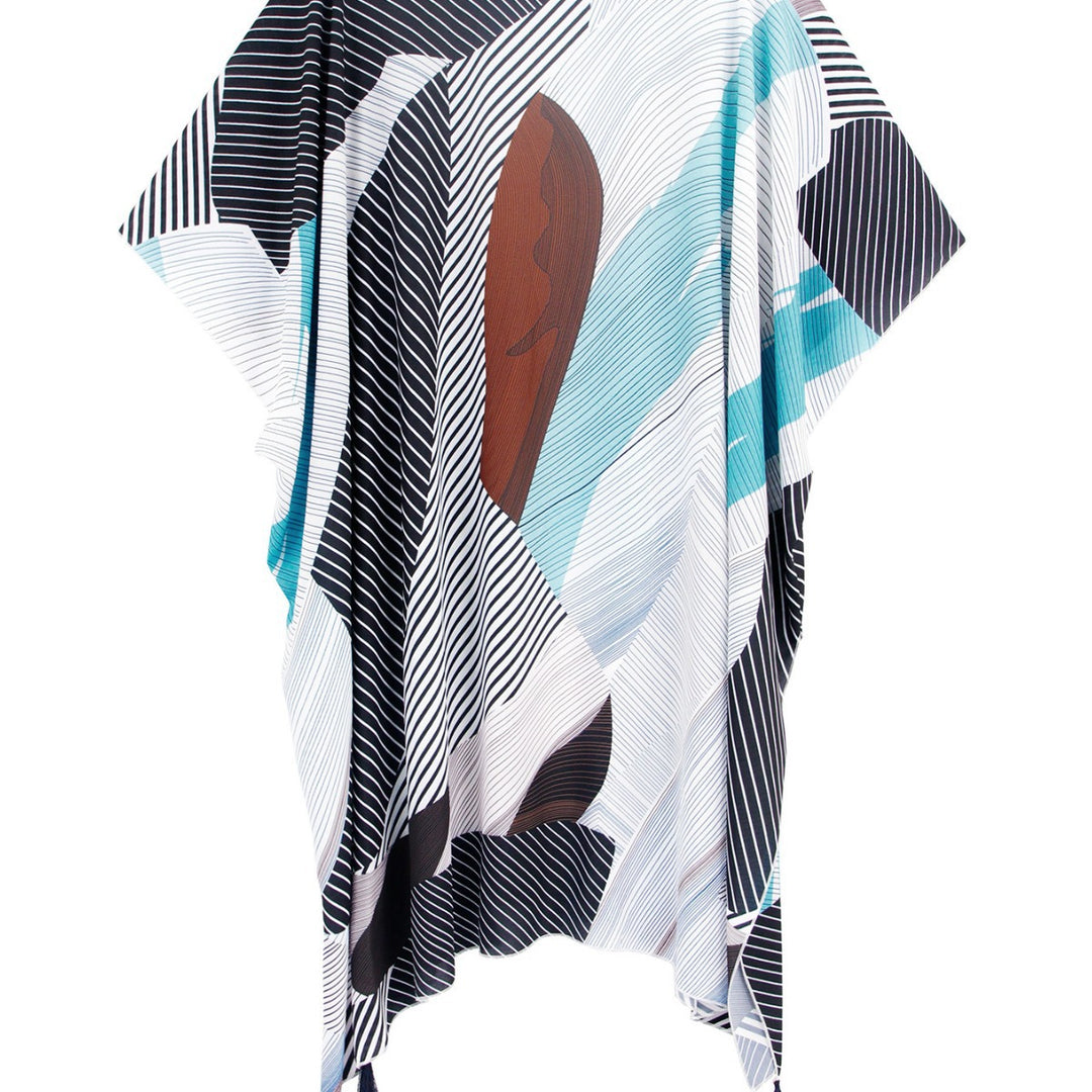 Dame Strandkaftan med usædvanligt grafisk mønster og fashionable frynser Stilla