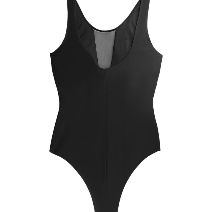 Dame Sporty One-Piece med dyb V-hals og transparente mesh-detaljer Skovae