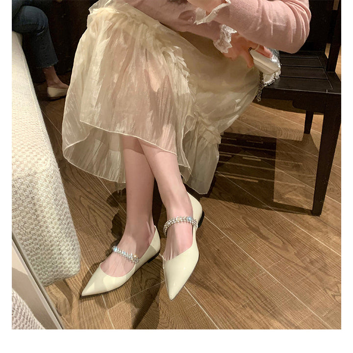Dame ballerinaer med funklende rem og modigt spidse design Stilla